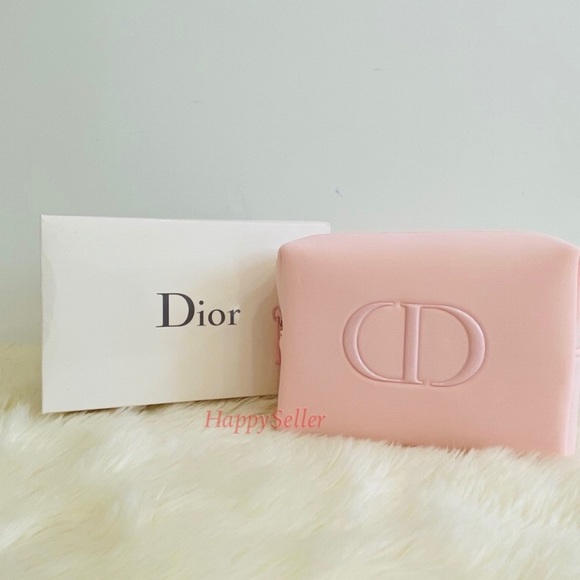 DIOR Pouch Cosmetic Organizer Makeup Square Case Shaving Kit Dopp Bag Pink NIB - Picture 5 of 7